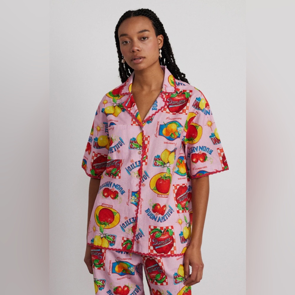Damson Madder Chlo Shirt in the Fruit Labels Print